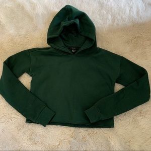 Forever 21 Cropped Hoodie Sweater Green